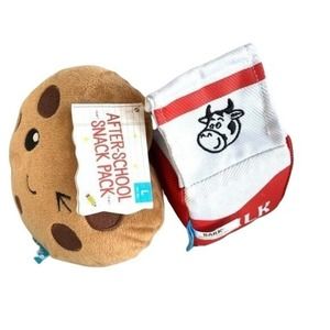 Bark Milk Coffee Dog Chew toy Set 2 Squeaker plush New After School Snack Pack
